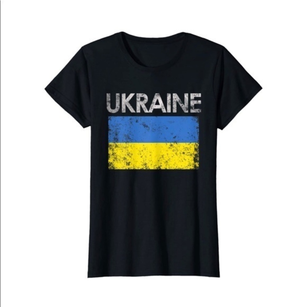 NEW Women’s Vintage Ukraine Ukrainian Flag Pride T-Shirt Black Small